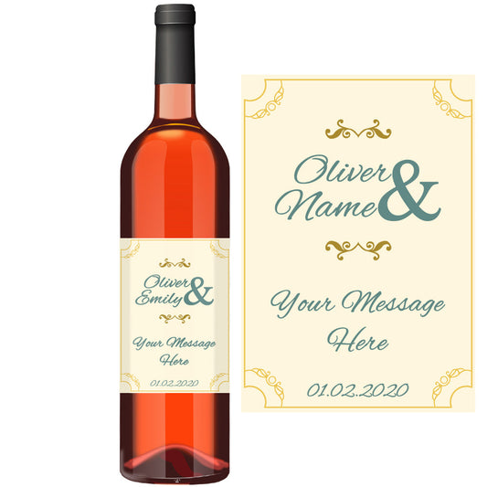 Wine Bottle Label with Wedding Design