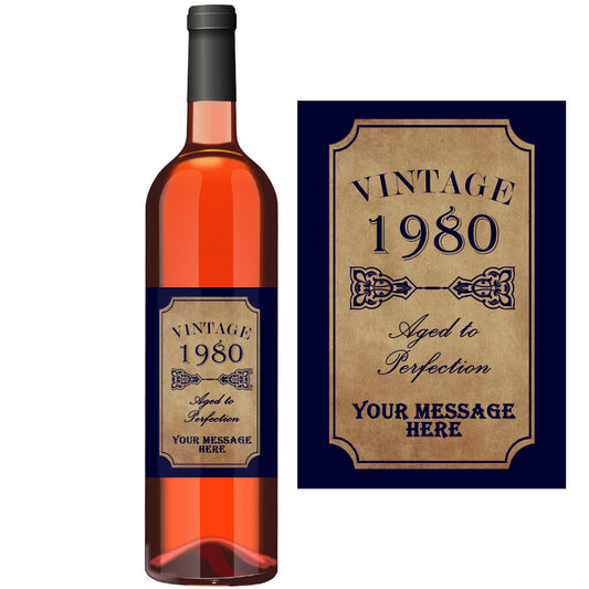 Wine Bottle Label with Vintage Aged to Perfection Design