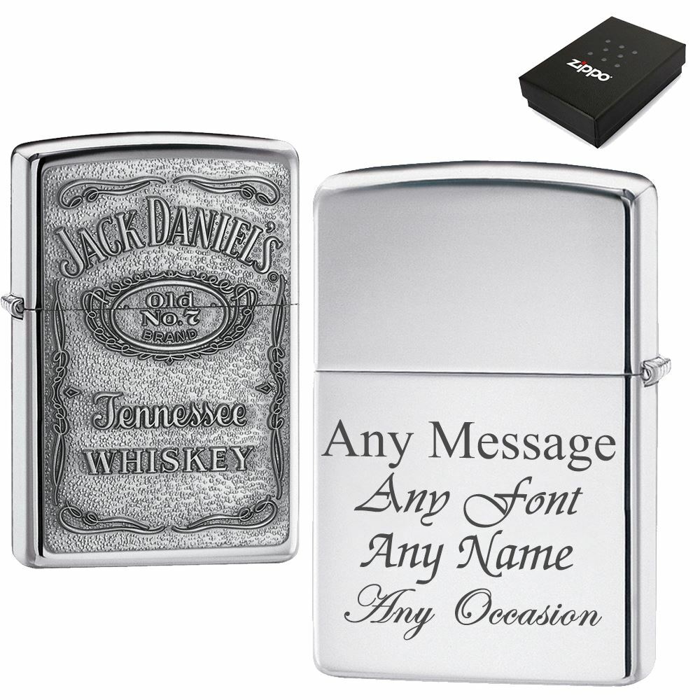 Engraved Polished Chrome Jack Daniels Zippo, Official Zippo lighter