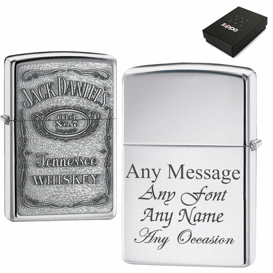Engraved Polished Chrome Jack Daniels Zippo, Official Zippo lighter