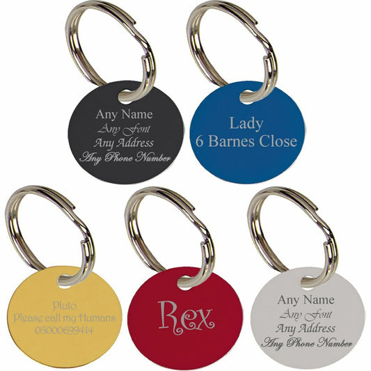 Engraved Round Pet Tag, 19mm and 25mm