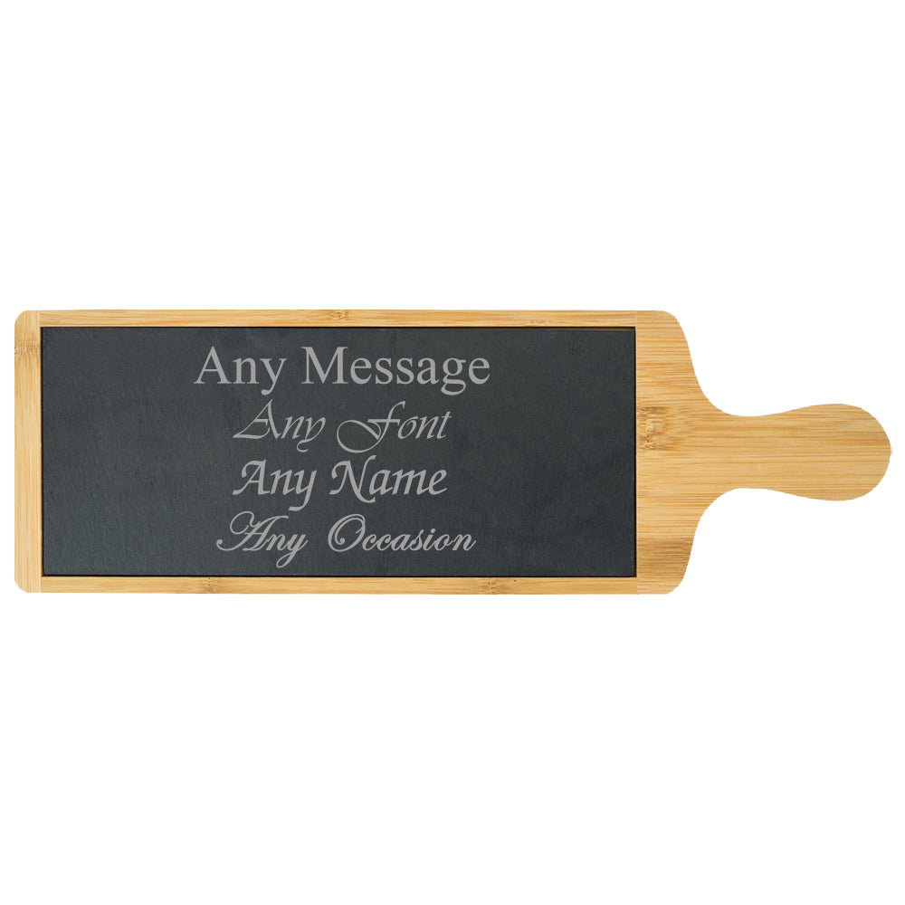Engraved Bamboo and Slate Cheeseboard
