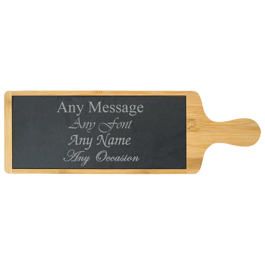 Engraved Bamboo and Slate Cheeseboard