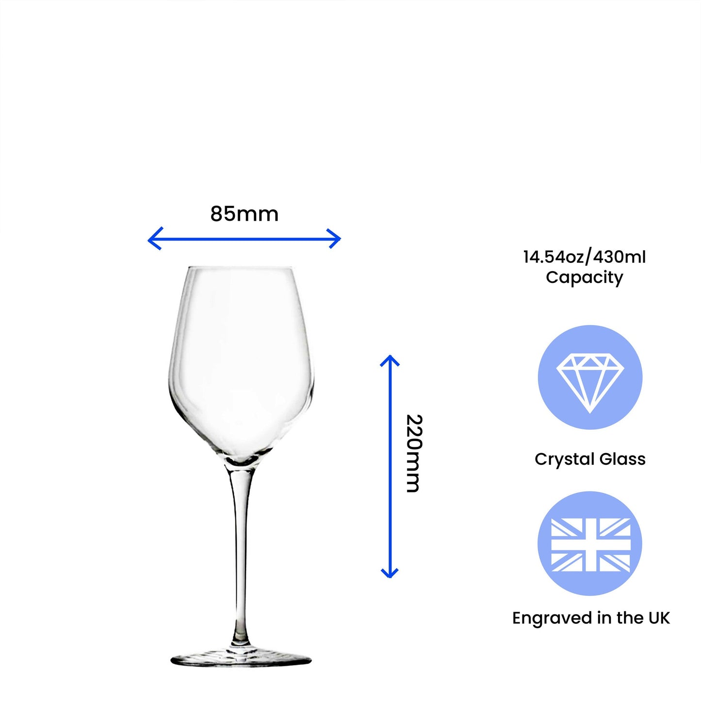 Engraved 430ml Inalto Tre Sensi Wine Glass