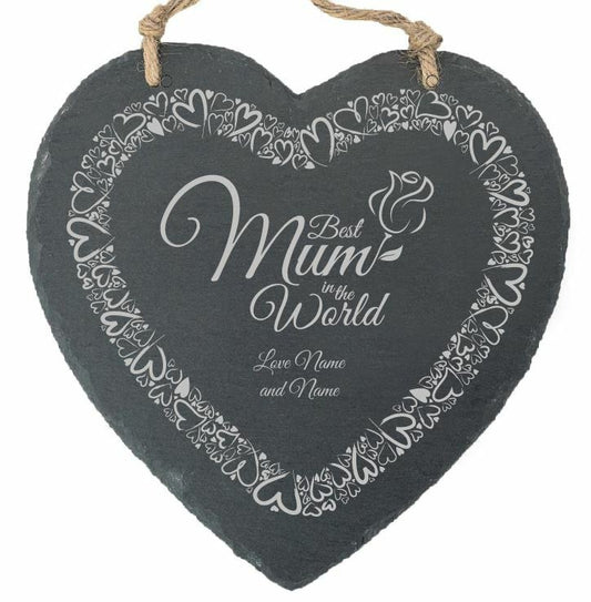 Personalised engraved Mothers Day, Best Mum, Memo Board - Heart-filled Border