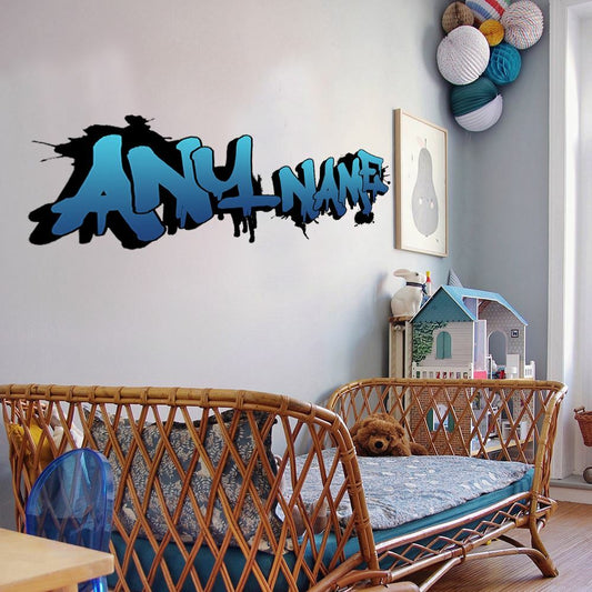 Personalised Large Blue Graffit Sticker Perfect Large Decal For Walls, Bedrooms and More Simply Peel and Stick- 1000mm wide