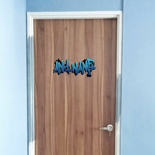 Personalised Blue Graffit Sticker Perfect For Bedroom Doors or Wall Any Name Printed Simply Peel and Stick - 300mm wide