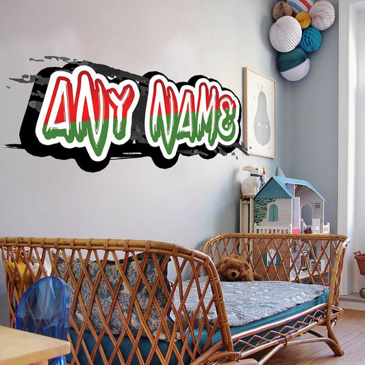 Personalised Large Red and Green Graffit Sticker Perfect Large Decal For Walls, Bedrooms and More Simply Peel and Stick- 1000mm wide
