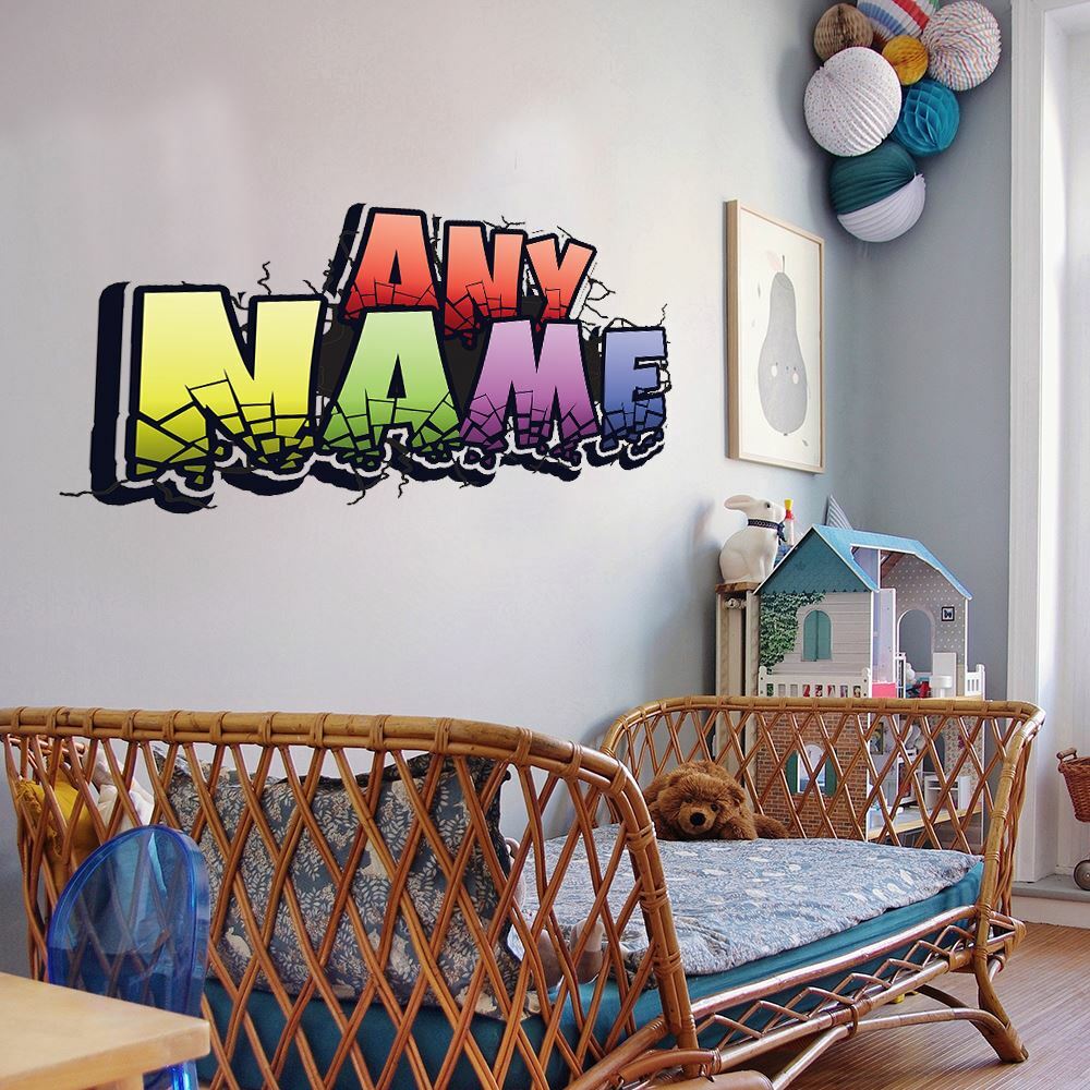 Personalised Large Multicoloured Graffit Sticker Perfect Large Decal For Walls, Bedrooms and More Simply Peel and Stick- 1000mm wide