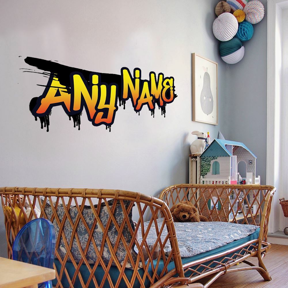 Personalised Large Yellow Graffit Sticker Perfect Large Decal For Walls, Bedrooms and More Simply Peel and Stick- 1000mm wide