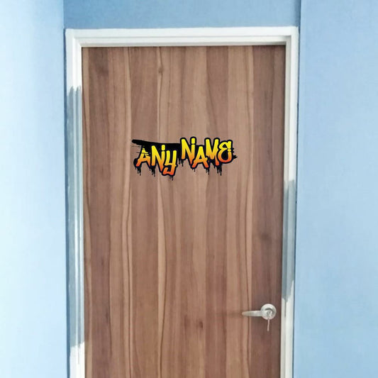 Personalised Yellow Graffit Sticker Perfect For Bedroom Doors or Wall Any Name Printed Simply Peel and Stick - 300mm wide