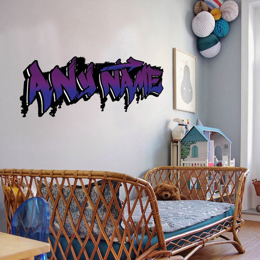 Personalised Large Purple and Blue Graffit Sticker Perfect Large Decal For Walls, Bedrooms and More Simply Peel and Stick- 1000mm wide