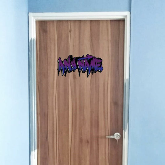 Personalised Purple and Blue Graffit Sticker Perfect For Bedroom Doors or Wall Any Name Printed Simply Peel and Stick - 300mm wide