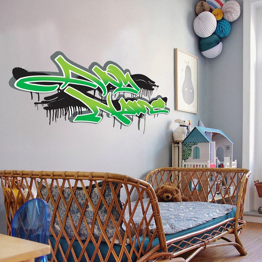 Personalised Large Green Graffit Sticker Perfect Large Decal For Walls, Bedrooms and More Simply Peel and Stick- 1000mm wide
