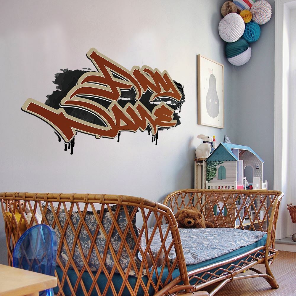 Personalised Large Brown Graffit Sticker Perfect Large Decal For Walls, Bedrooms and More Simply Peel and Stick- 1000mm wide