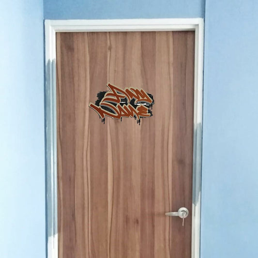 Personalised Brown Graffit Sticker Perfect For Bedroom Doors or Wall Any Name Printed Simply Peel and Stick - 300mm wide
