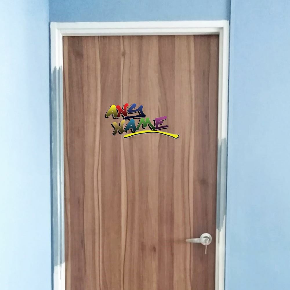 Personalised Multicoloured Graffit Sticker Perfect For Bedroom Doors or Wall Any Name Printed Simply Peel and Stick - 300mm wide.