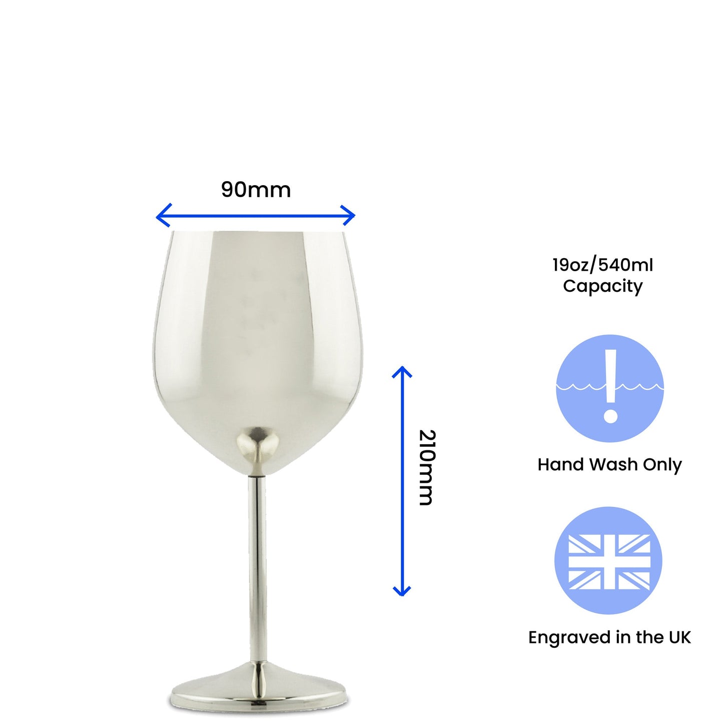 Engraved Silver Metal Wine Glass