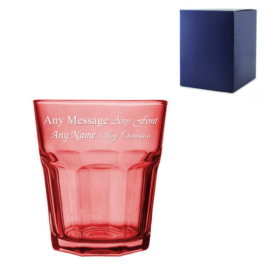 Engraved 305ml Red Coloured Water Glass with Gift Box