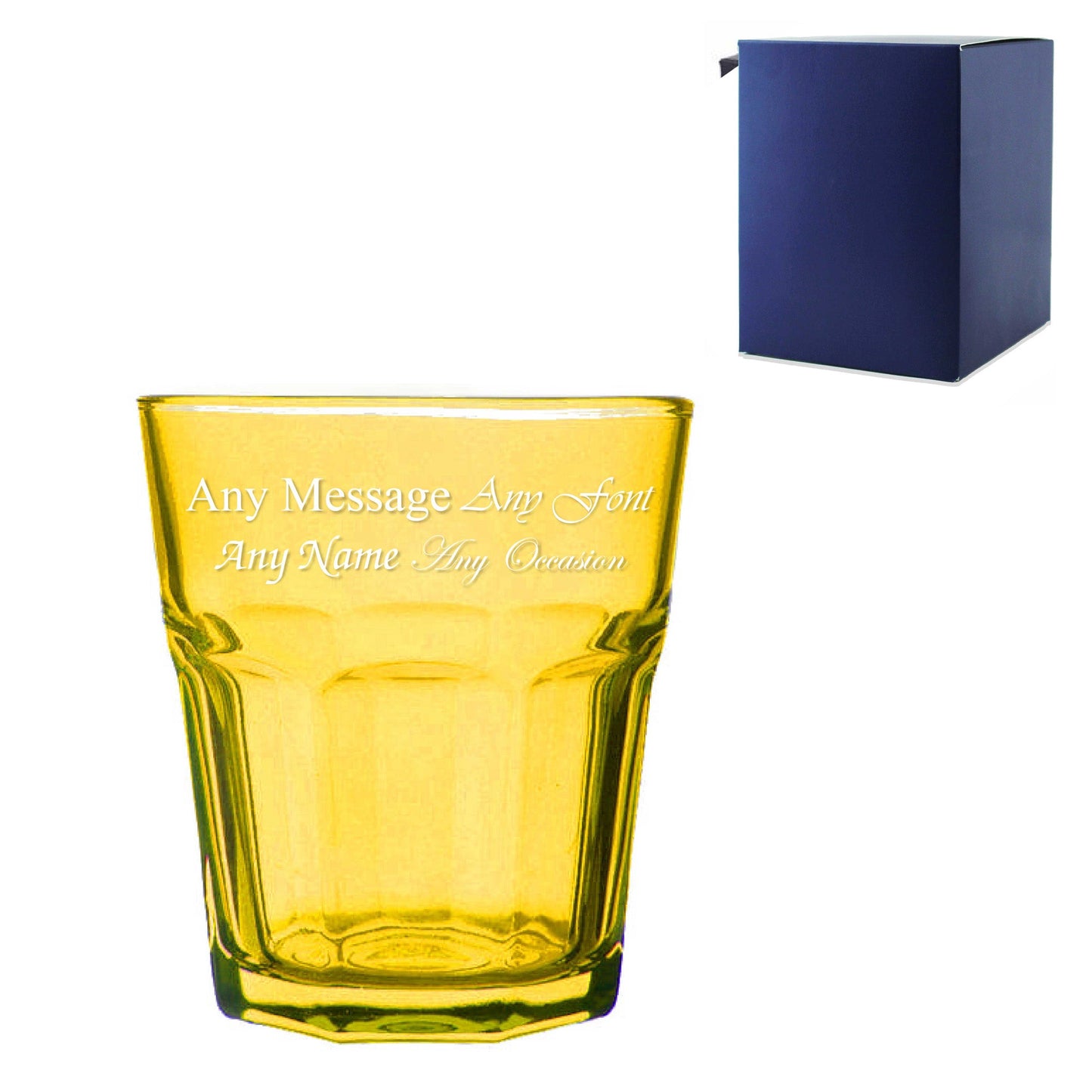 Engraved 305ml Yellow Coloured Water Glass with Gift Box