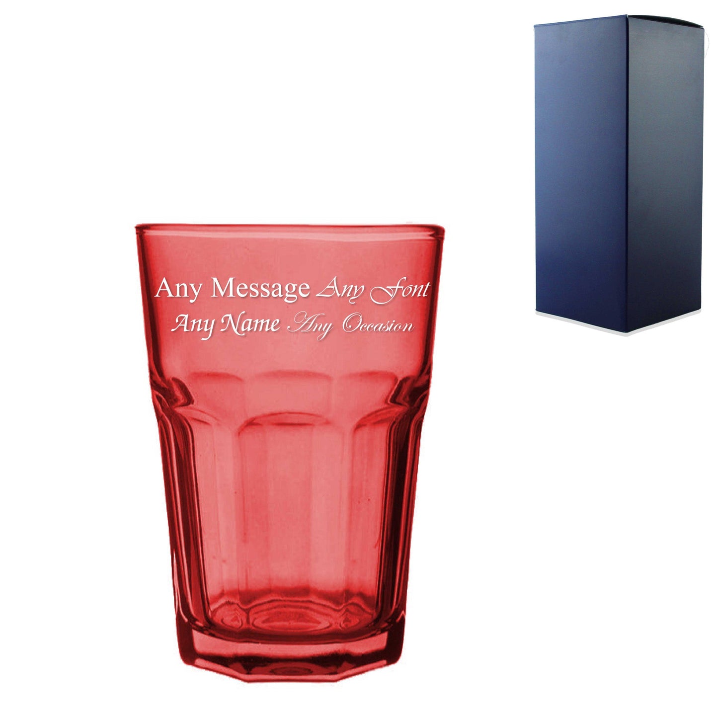 Engraved 365ml Red Coloured Highball Glass with Gift Box