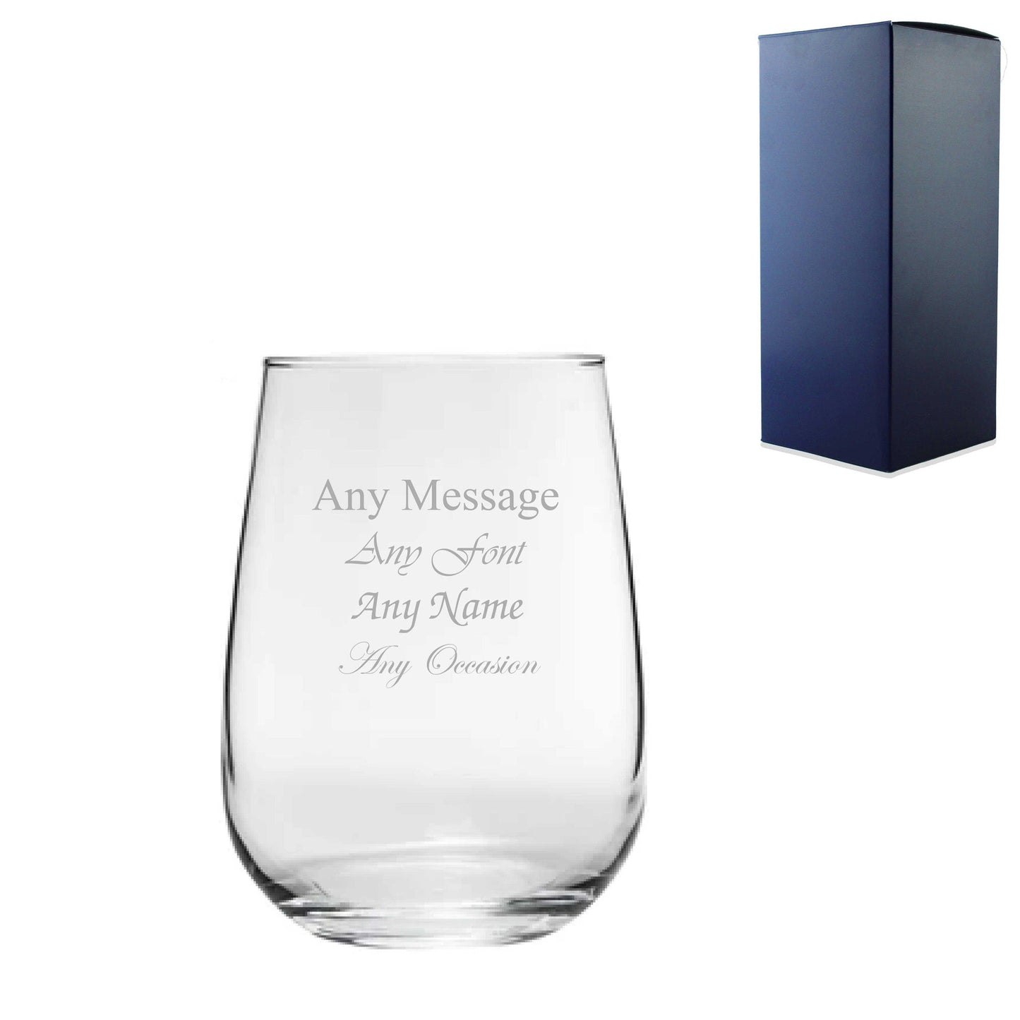 Engraved Gin Balloon and Tumbler Cocktail Glasses with Personalised Designs and Gift Box
