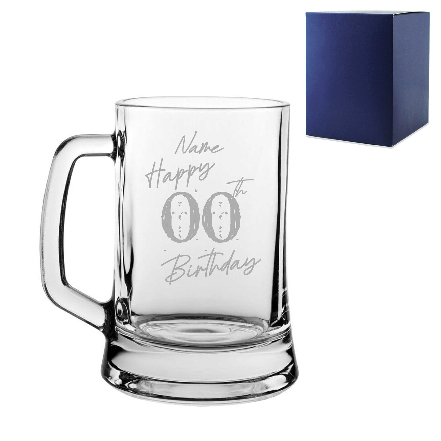 Engraved  Tankard Beer Mug Stein Happy 20,30,40,50... Birthday Speckled Design Gift Boxed