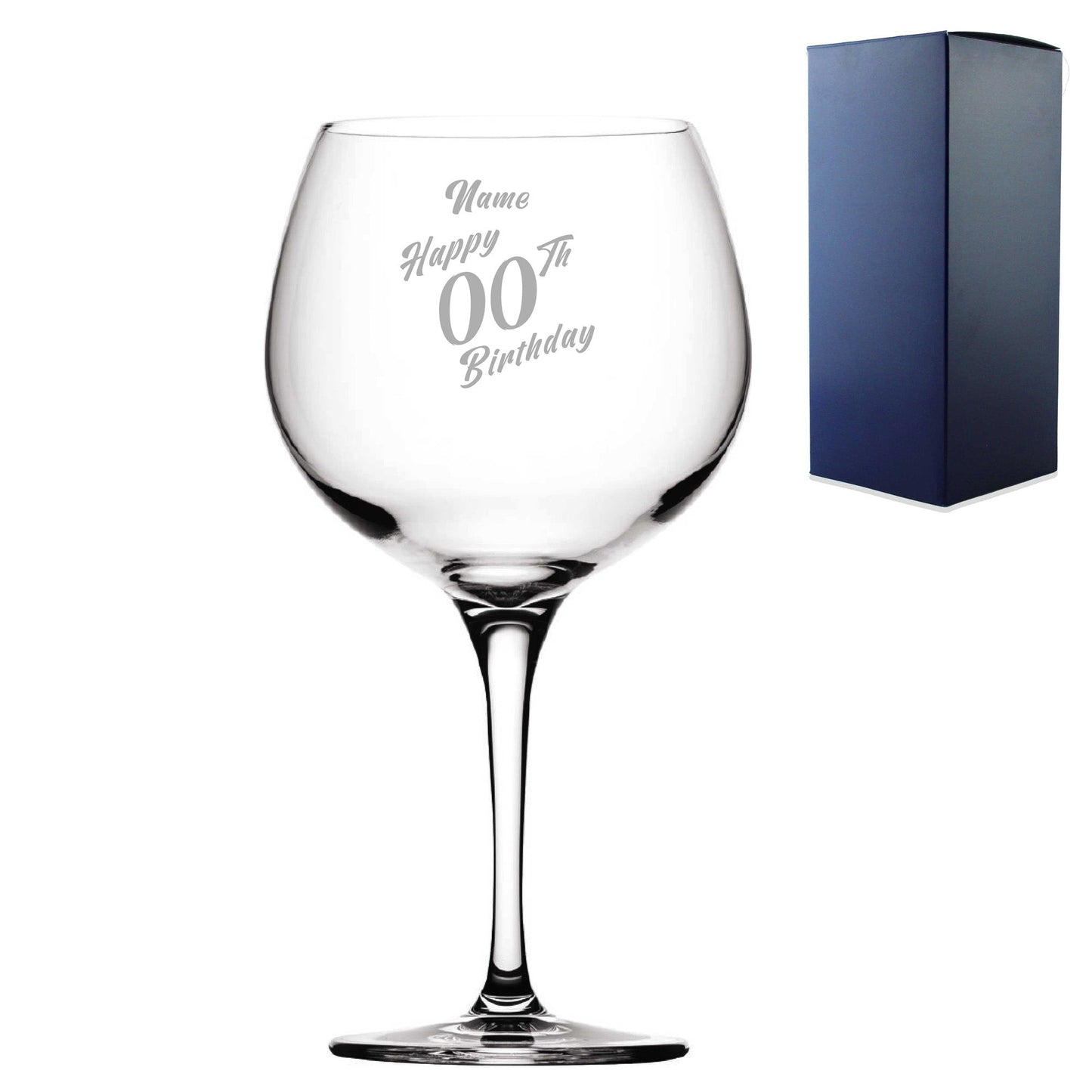 Engraved  Primeur Balloon Happy 20,30,40,50... Birthday Slanted, Gift Boxed