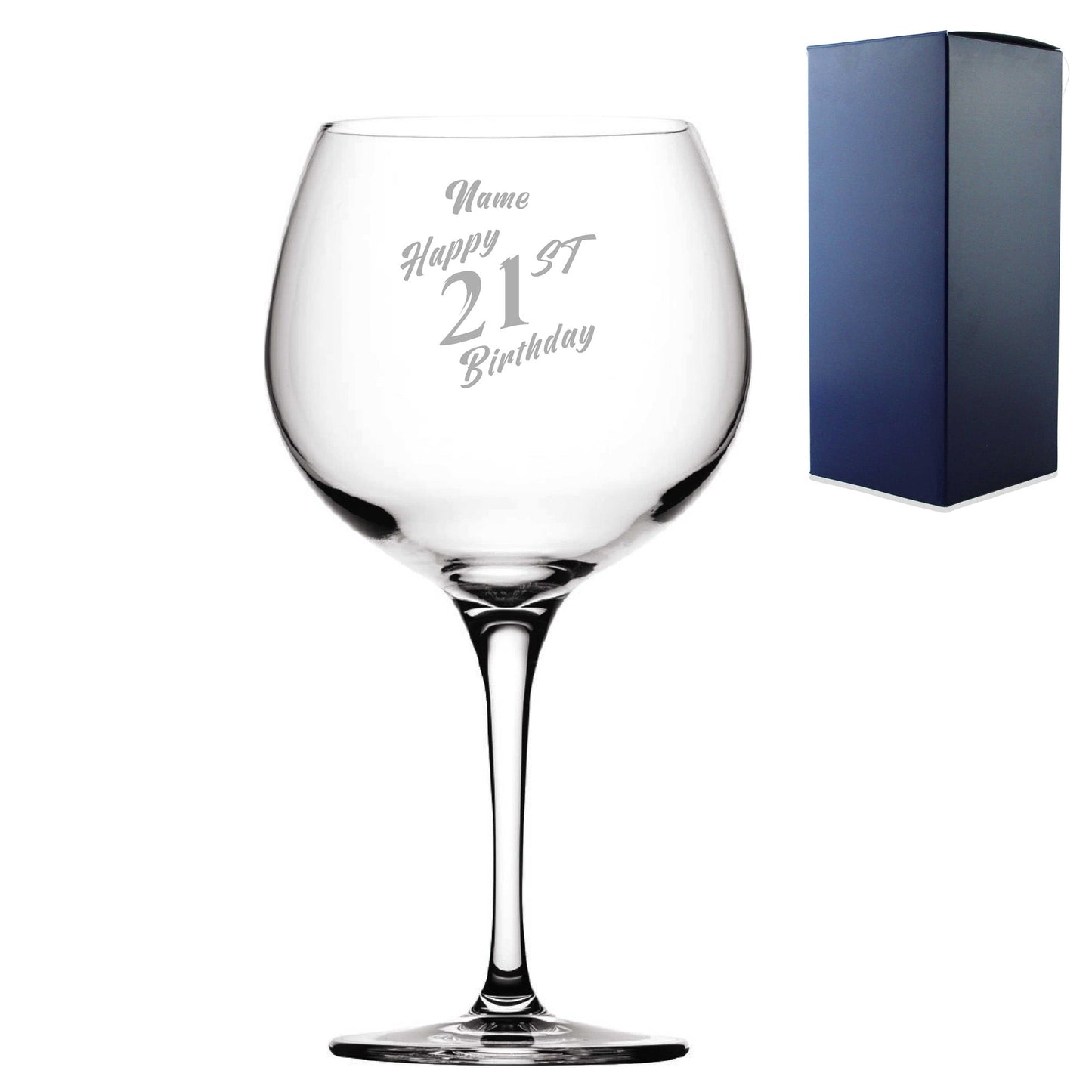 Engraved  Primeur Balloon Happy 21st Birthday Slanted Design Gift Boxed