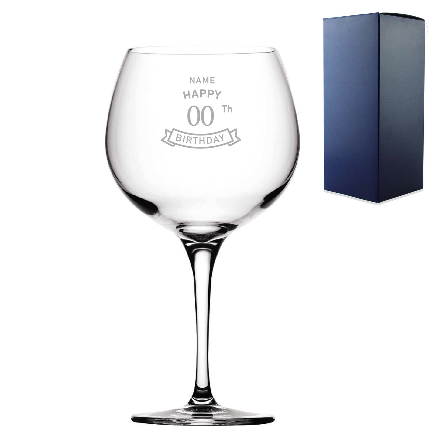 Engraved  Primeur Balloon Happy 20,30,40,50... Birthday Banner, Gift Boxed