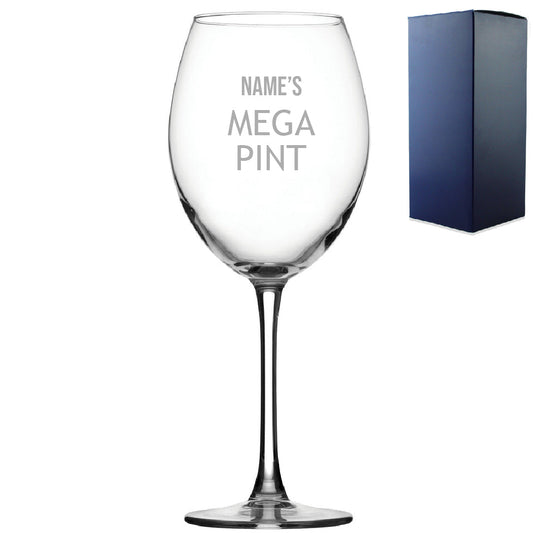 Personalised Engraved Mega Pint Wine Glass, Novelty Gift Modern Design