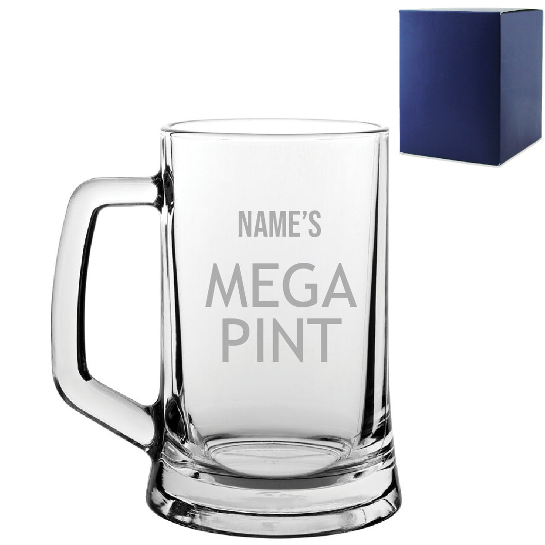 Engraved Personalised Pint and Beer Glasses with Custom Name and Design Options