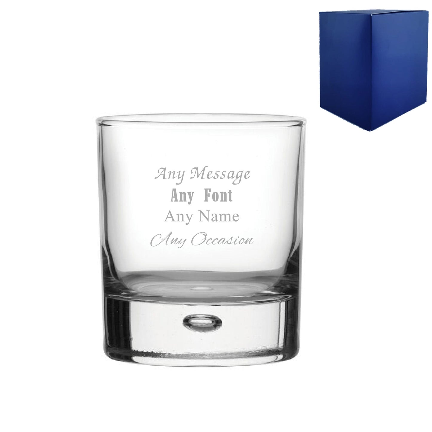 Engraved Whisky, Brandy and Tumbler Glasses Collection - Ridged, Bubble, Snifter