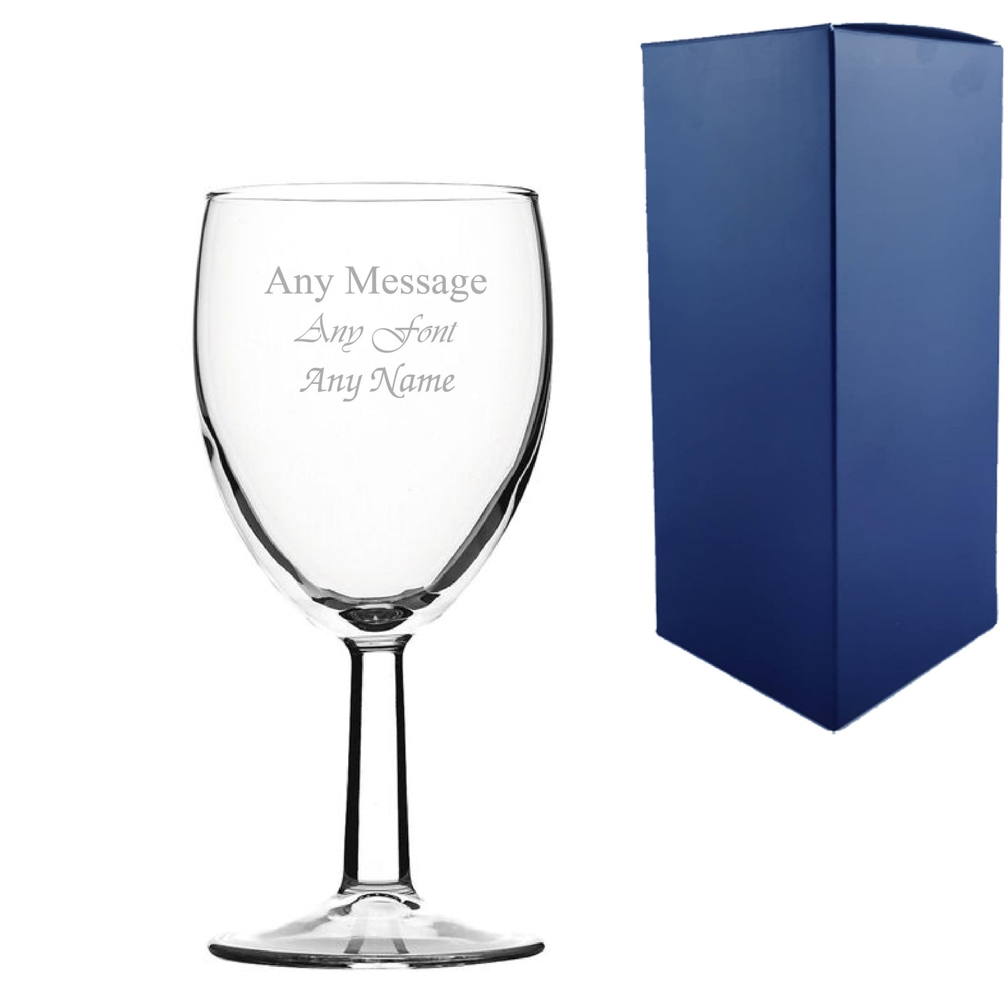 Engraved Toughened Saxon Wine Glass 9oz/266ml, Any Message