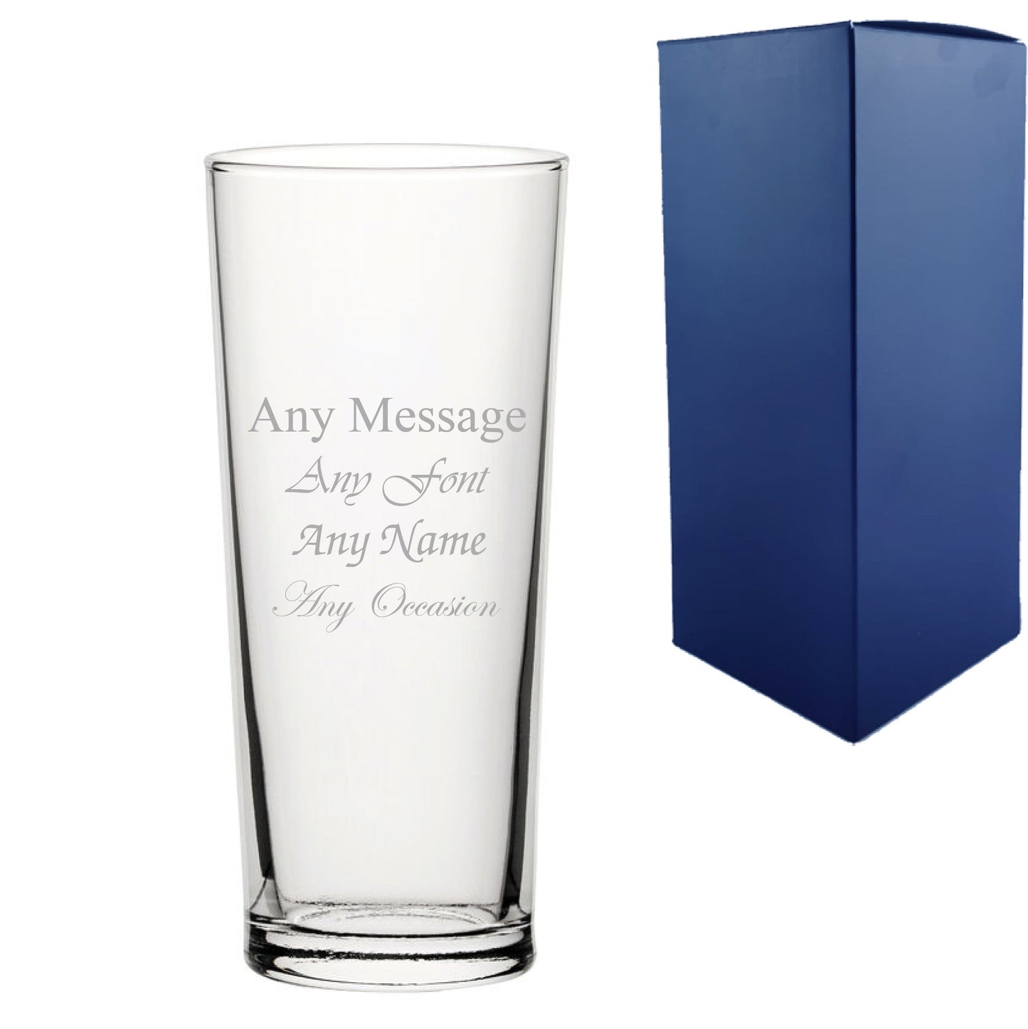Engraved Beer Glasses Set with Premium Satin Lined Gift Box and Personal Message