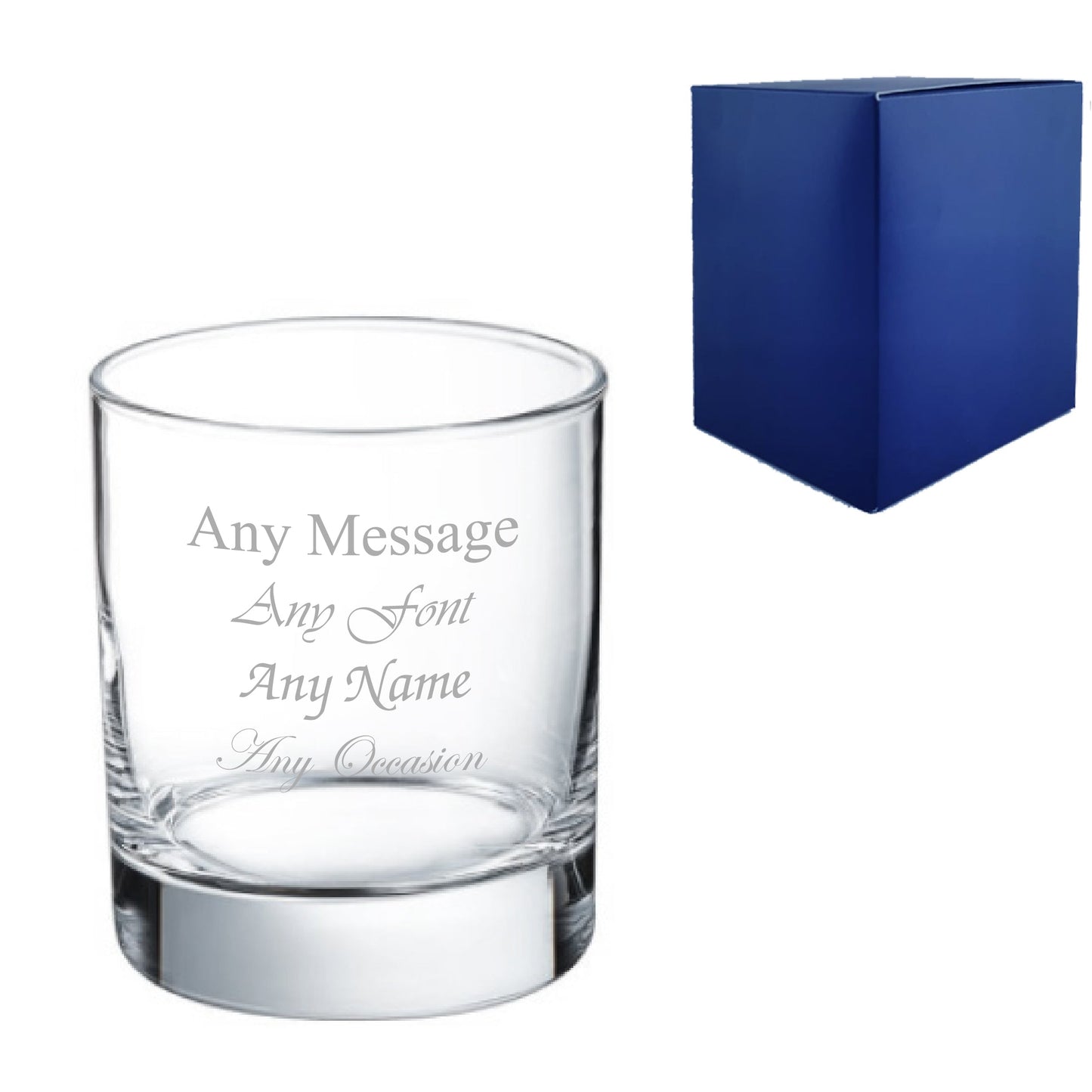 Engraved Whisky and Whiskey Glasses Collection with Gift Box, Any Message Personalization