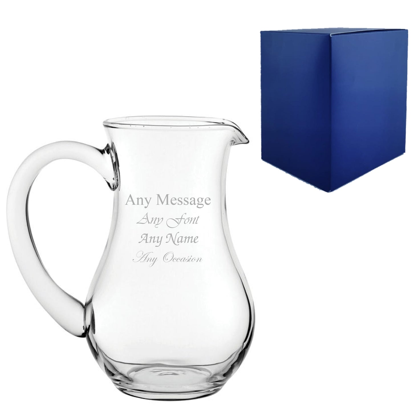 Engraved 0.5L Cascade Glass Jug, Any Message for Any Occasion