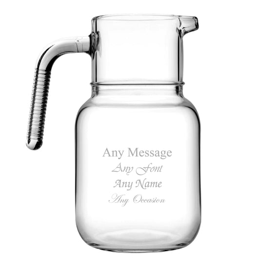 Engraved Large Hoop Jug, 1.5 litre Glass Pitcher, Any Message