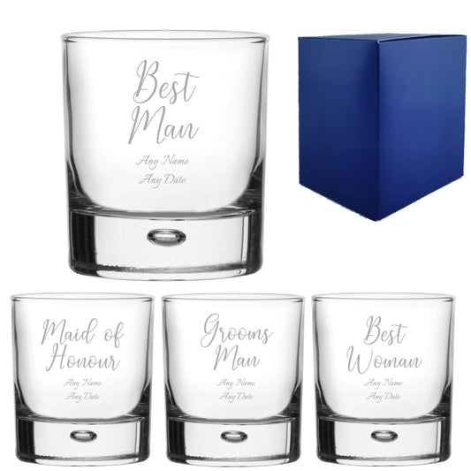 Engraved Wedding Guest Whiskey, Grooms Man or Any Text, 11.5oz, Handwritten Font