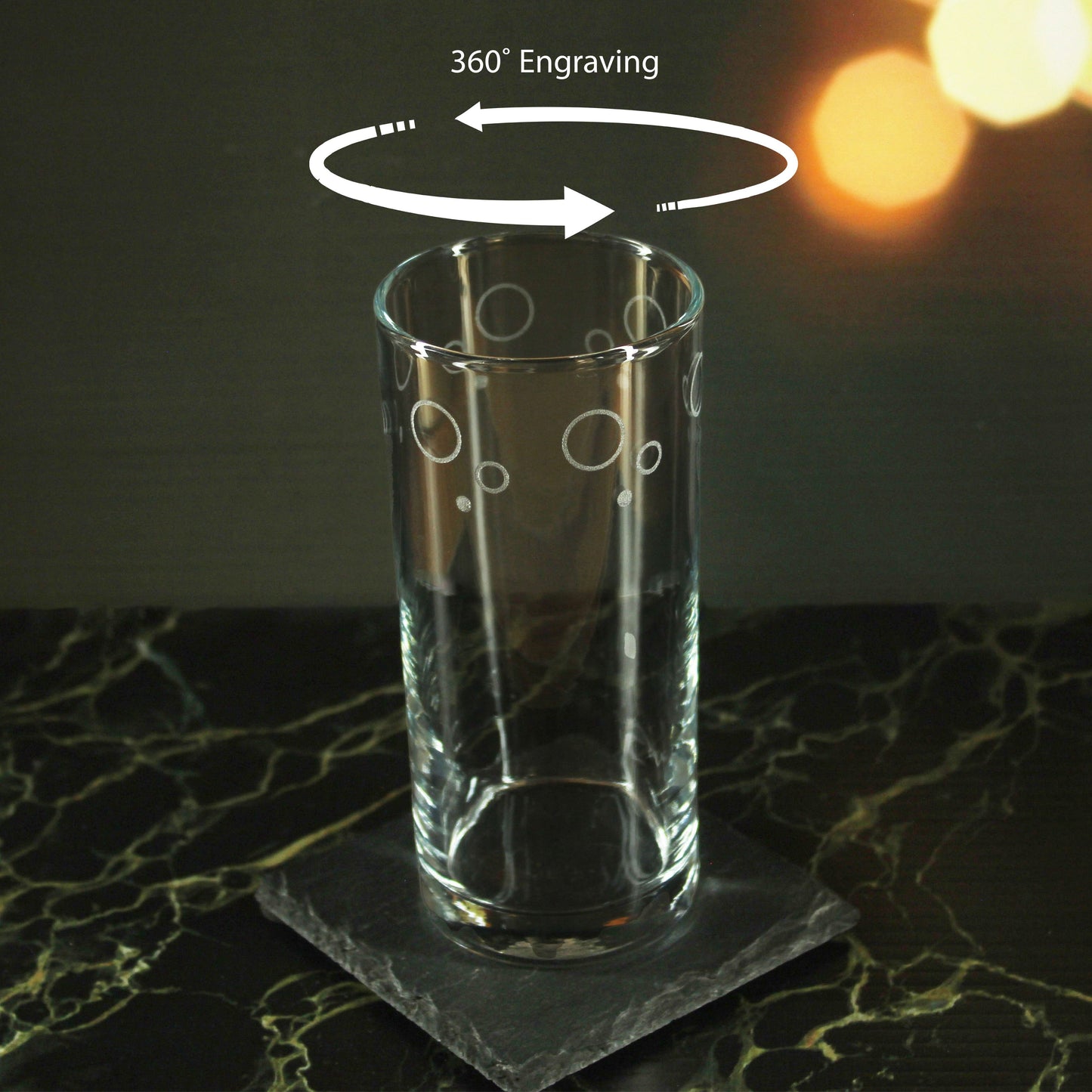 Engraved Circles Set of 4 Patterned Hiball 12oz Glasses