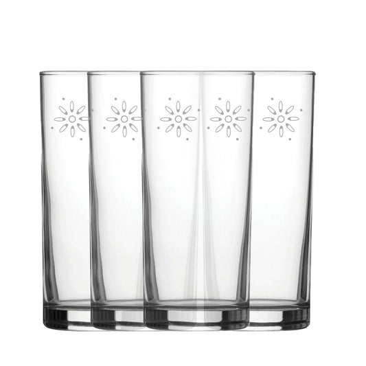 Engraved Fireworks Set of 4 Patterned Hiball 12oz Glasses