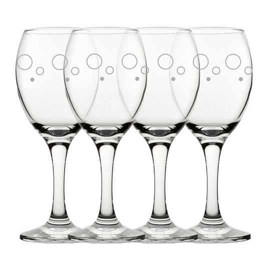 Engraved Circles Pattern Pure Wine Set of 4 11oz Glasses
