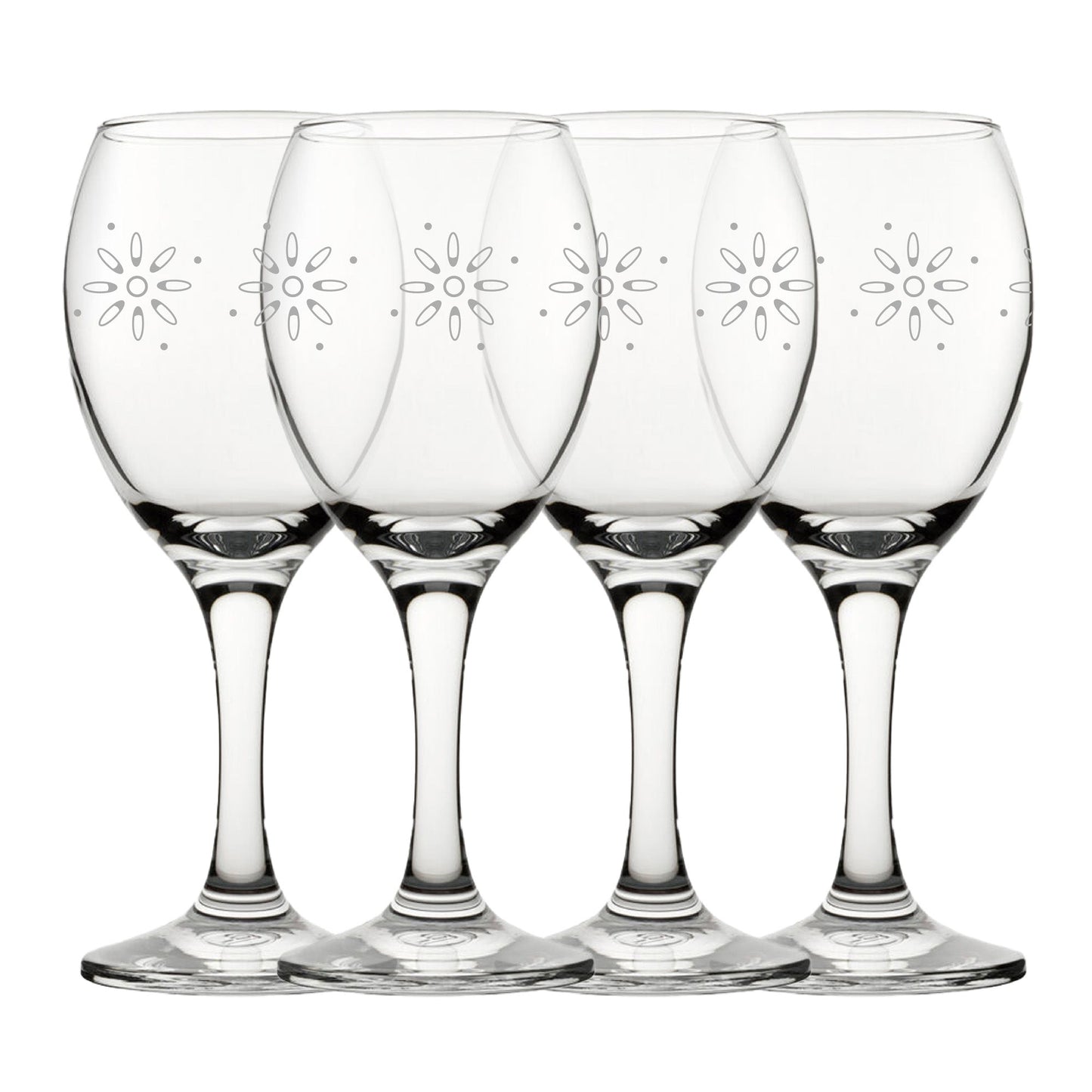 Engraved Fireworks Pattern Pure Wine Set of 4 11oz Glasses