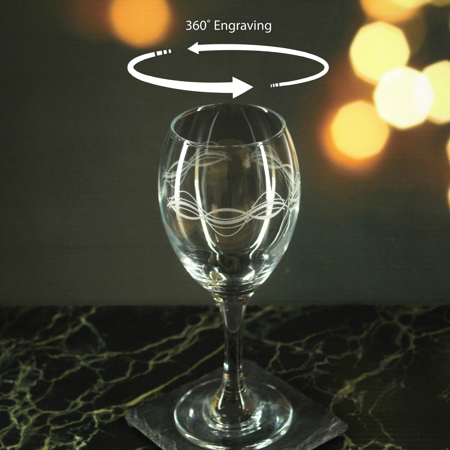 Engraved Waves Pattern Pure Wine Set of 4 11oz Glasses