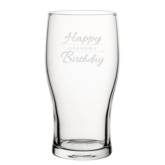 Happy Birthday Grandma Modern Design - Engraved Novelty Tulip Pint Glass