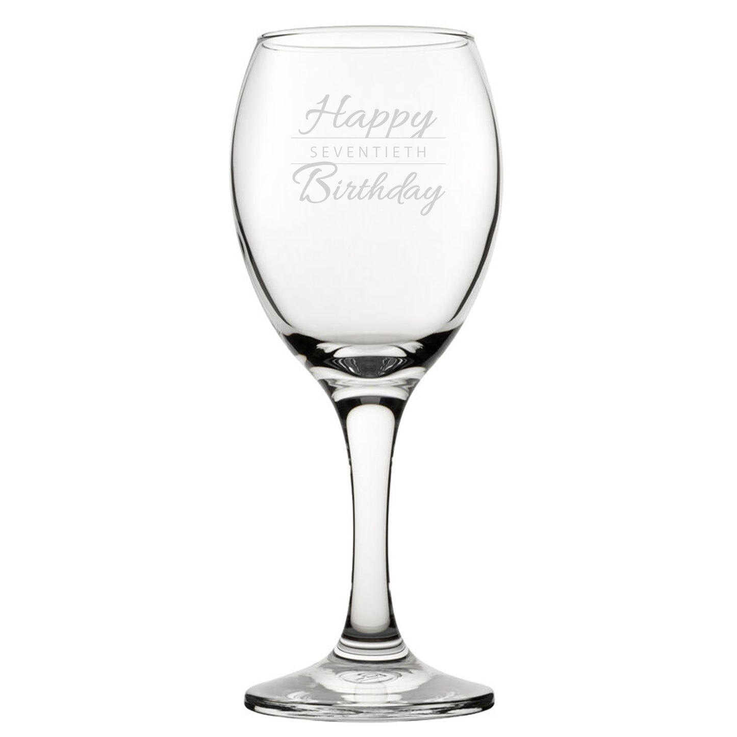 Happy 70th Birthday Modern Design - Engraved Novelty Wine Glass