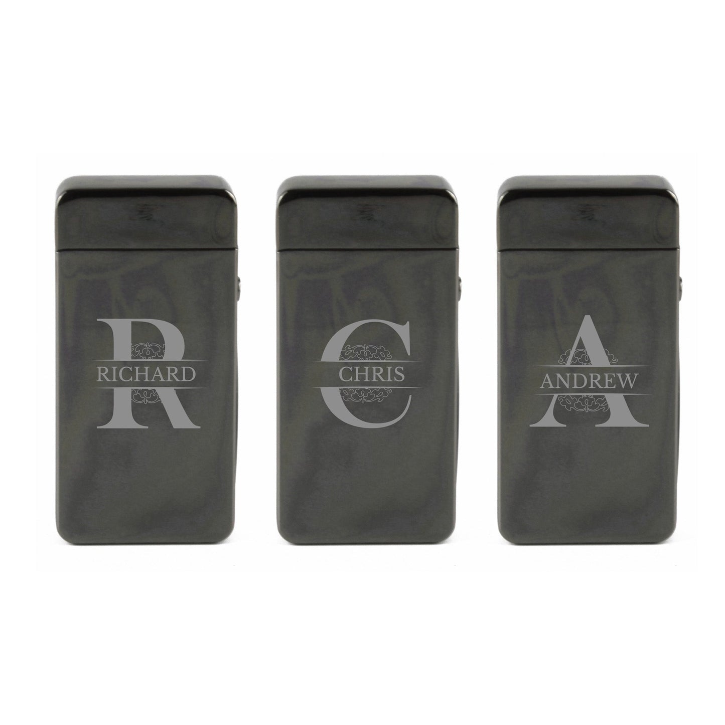 Engraved Electric Arc Lighter, Black, Any Letter, Gift Boxed