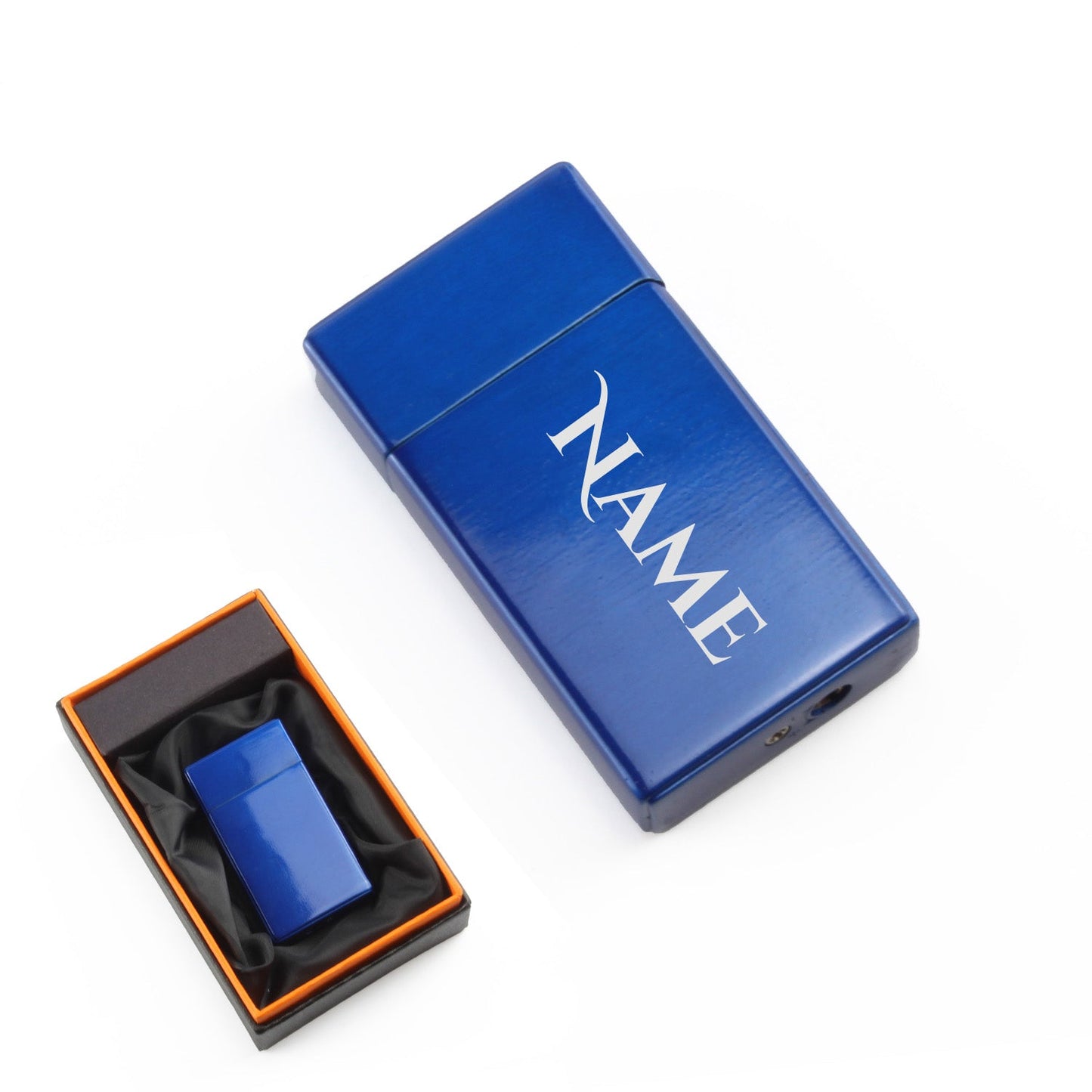 Engraved Jet Gas Lighter Blue Any Name Gift Boxed
