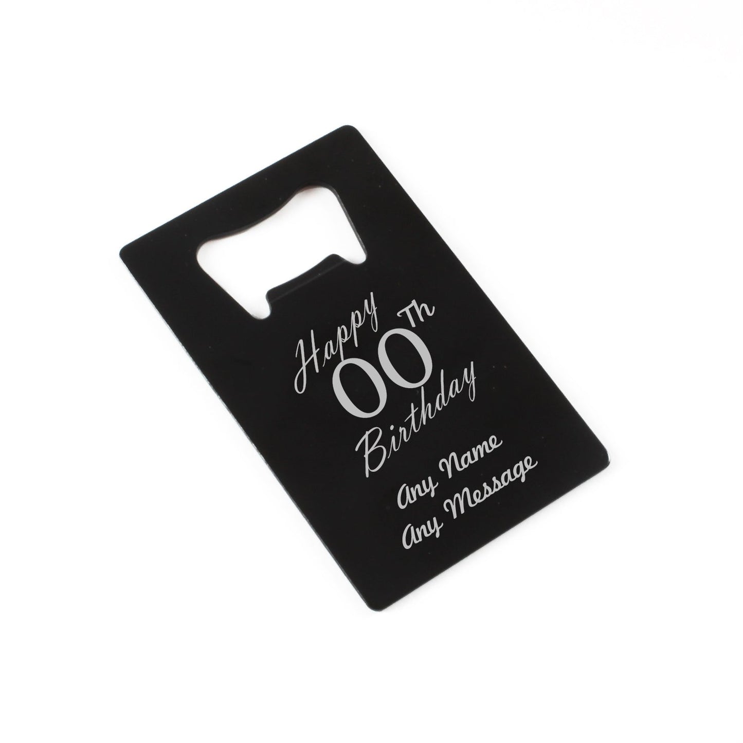 Engraved Portable Wallet Card Bottle Opener Black Happy Custom Number Birthday