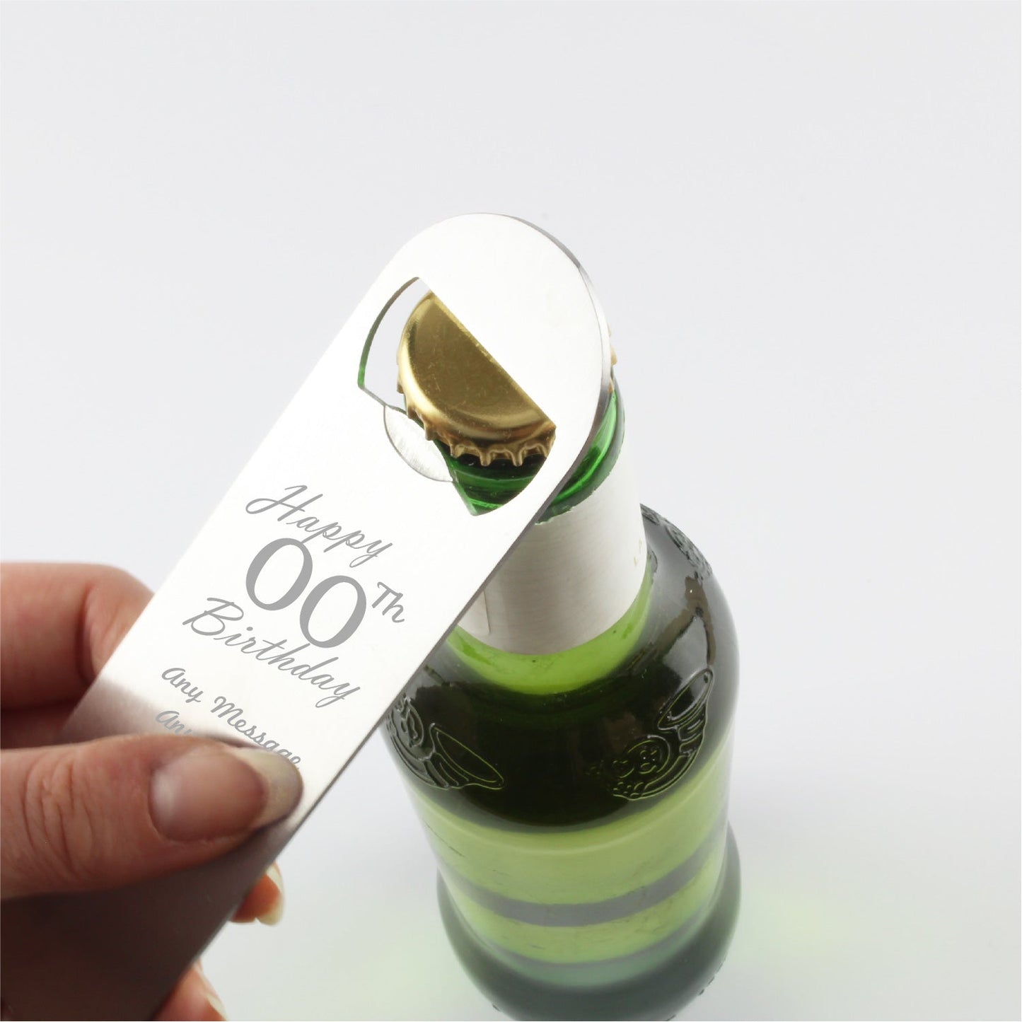 Engraved Large Steel Bar Blade Bottle Opener Happy Custom Number Birthday